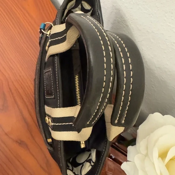 Coach Small Bag = Black Satin with blue tags - Picture 11 of 13